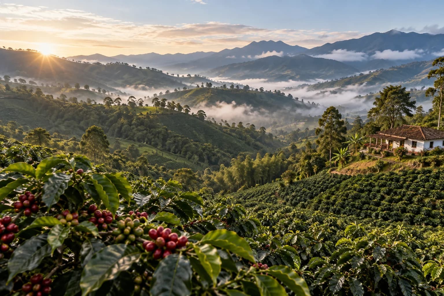 AI-generated illustration of Colombian Coffee Region