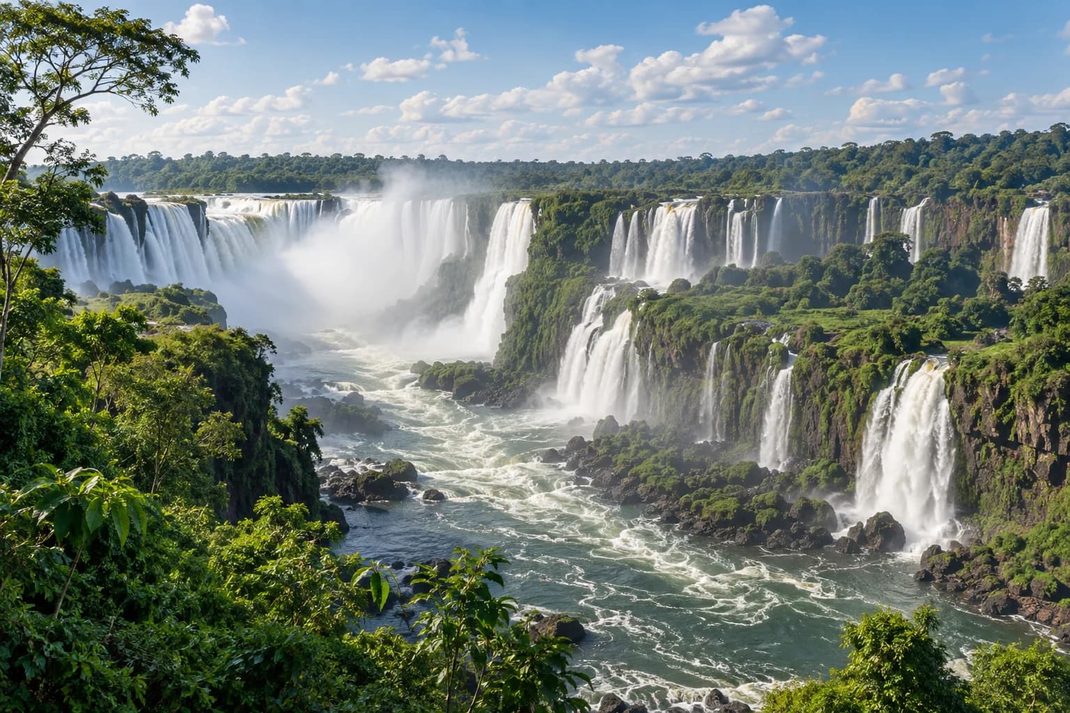 AI-generated destination illustration: iguazu falls