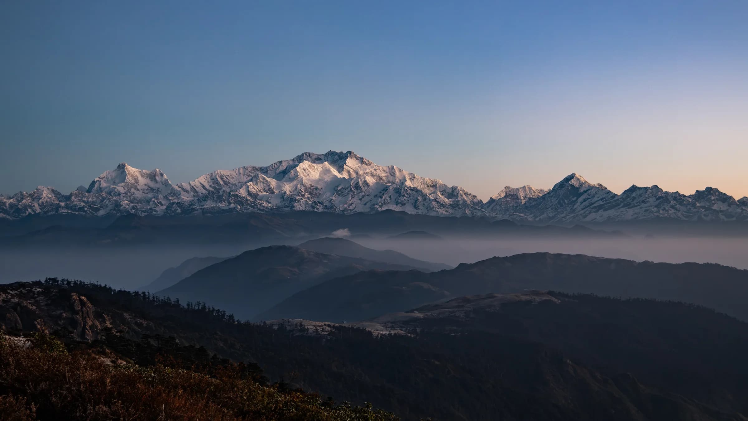 Himalayan peaks seen from the Singalila landscape